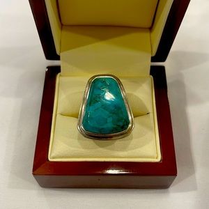 Vintage sterling silver and turquoise Ring stone geometric